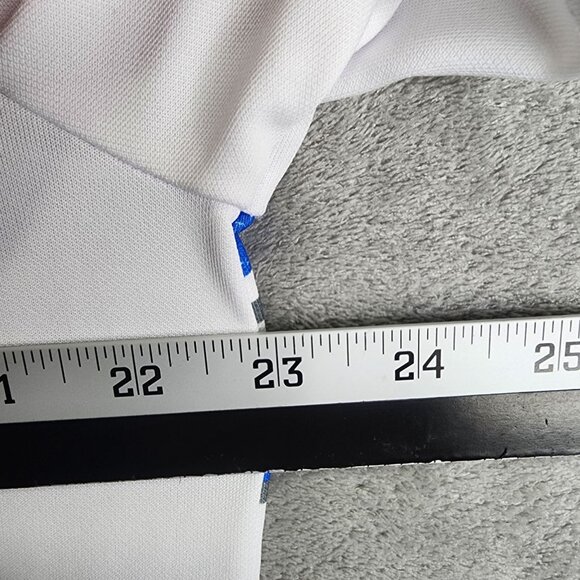 Men's Adidas Chest Print Golf Polo Shirt ADVR0821 White / Glory Blue Size L - Picture 8 of 10